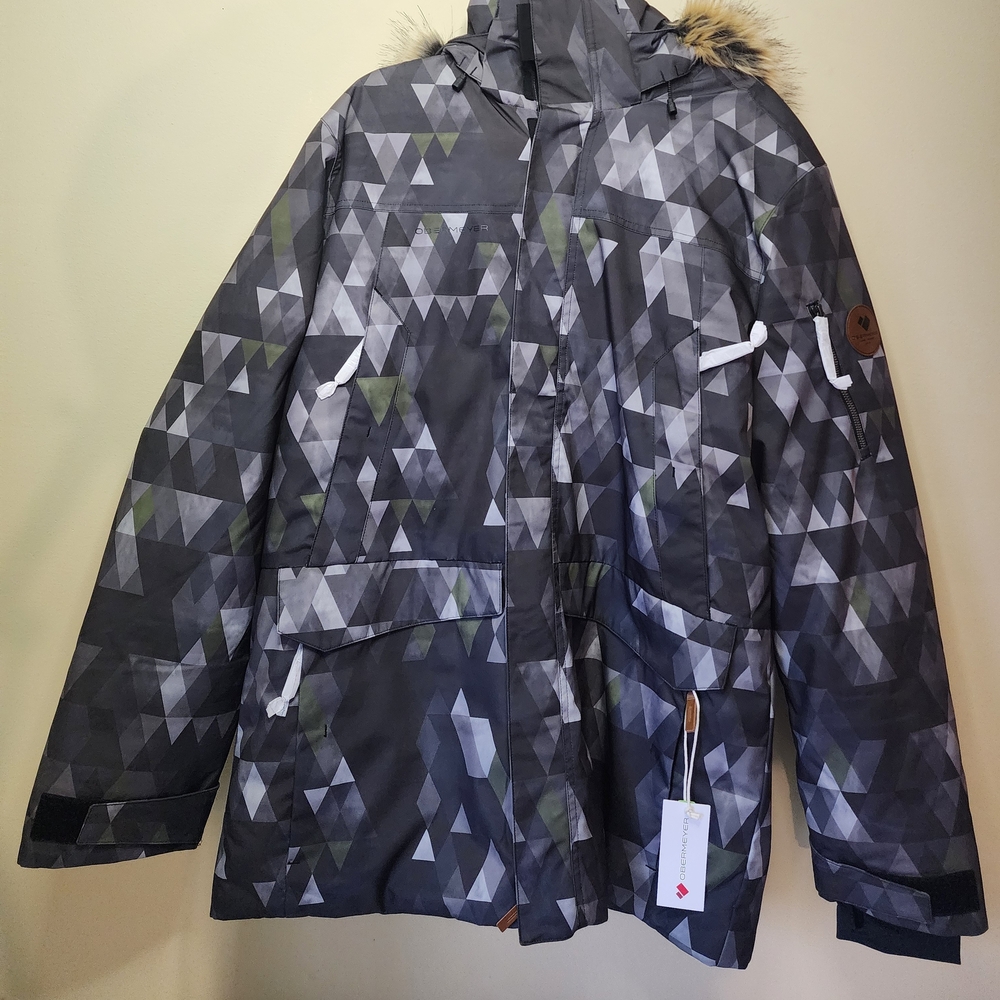 $399, Obermeyer Men's Rideline Faux Fur Jacket , Gray-Out of Bounds
